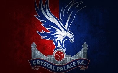 Crystal Palace FC, İngiliz futbol kul&#252;b&#252;, mavi taş arka plan, Crystal Palace FC logosu, grunge sanat, Premier Lig, futbol, İngiltere, Crystal Palace FC amblemi