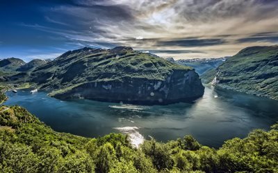 geiranger fjord, berge, sommer, more und romsdal, mollsbygda, norwegen