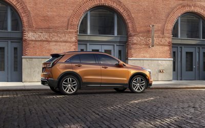 Cadillac XT4, 2018, 4k, side view, exterior, crossover, new bronze XT4, American cars, Cadillac