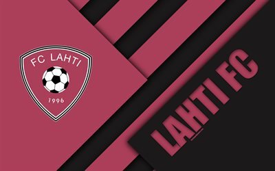Lahti FC, 4k, logo, material design, purple black abstraction, Finnish football club, Veikkausliiga, football, Lahti, Finland