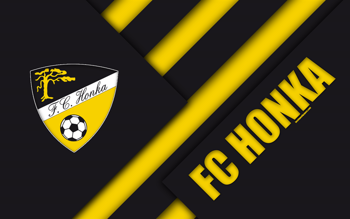 El FC Honka, 4k, logotipo, dise&#241;o de materiales, amarillo, negro abstracci&#243;n, finland&#233;s club de f&#250;tbol de la Veikkausliiga, f&#250;tbol, Espoo, Finlandia