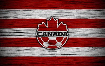 4k, Kanada Milli Futbol Takımı, logo, Kuzey Amerika, futbol, ahşap doku, Kosta Rika, amblemi, Kuzey Amerika Milli Takım, Kanada futbol takımı