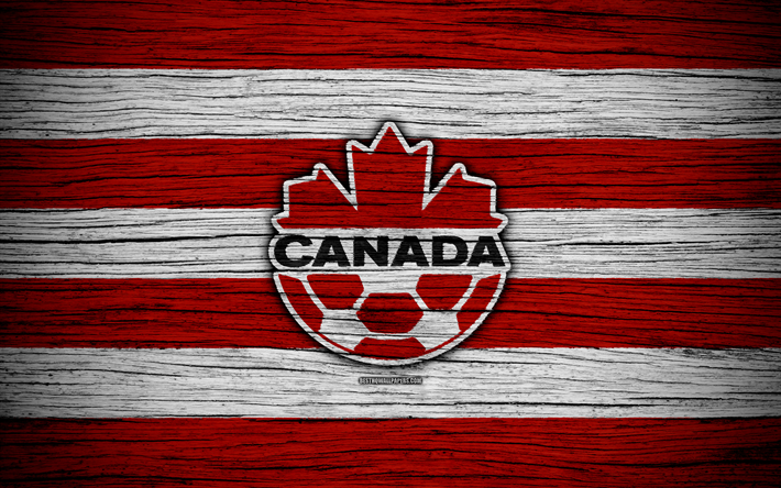 4k, Kanada landslaget, logotyp, Nordamerika, fotboll, tr&#228;-struktur, Costa Rica, emblem, North American national team, Kanadensisk fotboll