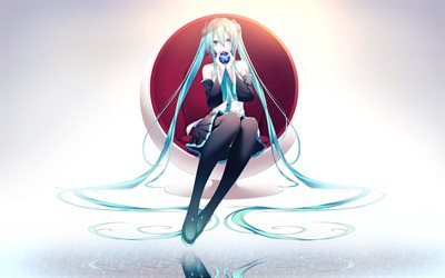 Hatsune Miku, nojatuoli, art, manga, Vocaloid