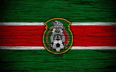 4k, Meksika Milli Futbol Takımı, logo, Kuzey Amerika, futbol, ahşap doku, Meksika, amblemi, Kuzey Amerika Milli Takım, Meksika futbol takımı
