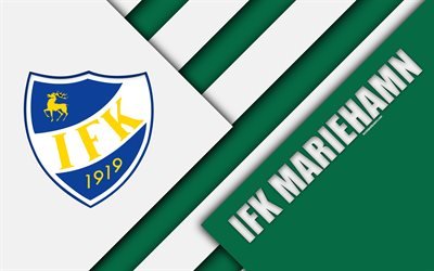 IFK ماريهامن, 4k, شعار, تصميم المواد, الأخضر الأبيض التجريد, الفنلندي لكرة القدم, Veikkausliiga, كرة القدم, ماريهامن, فنلندا, ماريهامن FC
