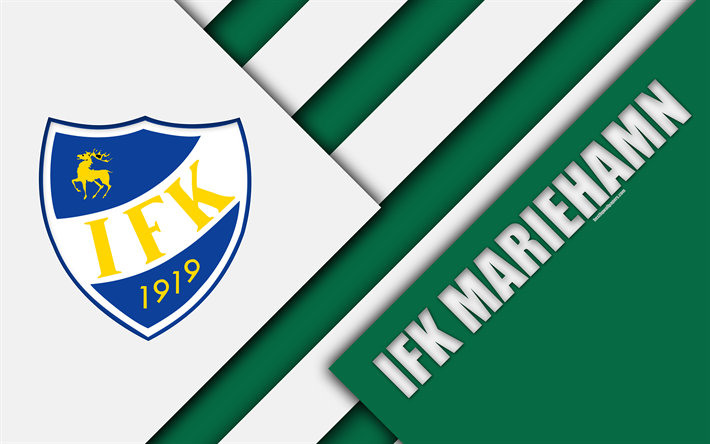 IFK Mariehamn, 4k, logotipo, dise&#241;o de materiales, verde, blanco abstracci&#243;n, finland&#233;s club de f&#250;tbol de la Veikkausliiga, de f&#250;tbol, de Mariehamn, Finlandia, Mariehamn FC