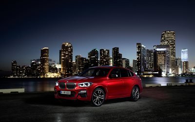 BMW X4, ليلة, 4k, 2018 السيارات, وقوف السيارات, BMW X4 M40d, X4 الجديدة, BMW