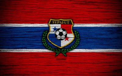 4k, Panama Milli Futbol Takımı, logo, Kuzey Amerika, futbol, ahşap doku, Panama, amblemi, Kuzey Amerika Milli Takım, Panama futbol takımı