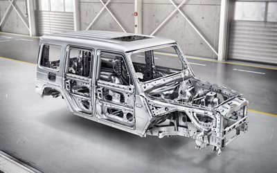Mercedes-Benz G-Class, 2018, la costruzione del telaio, corpo in acciaio ad alta resistenza, la nuova Classe G, Mercedes