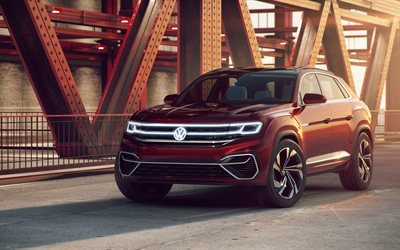 Volkswagen Atlas Cross Sport Concept, 4k, street, 2019 cars, VW, SUVs, Volkswagen