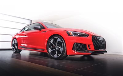 Audi RS5, 2018, luxury sports coupe, tuning, German cars, red RS5, Audi