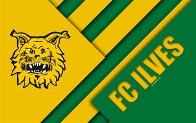 FC Ilves, 4k, le logo, la conception de mat&#233;riaux, jaune vert de l&#39;abstraction, finlandais, club de football, Veikkausliiga, football, Tampere, Finlande