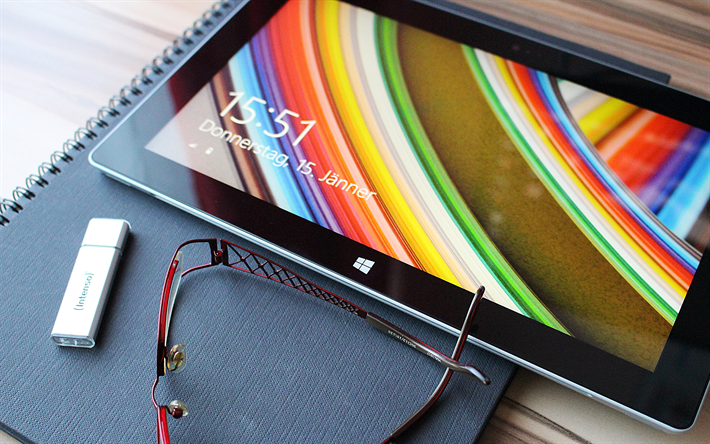 Microsoft Surface Pro 3, 4k, close-up, la Surface Pro 3, ordinateur portable, Microsoft