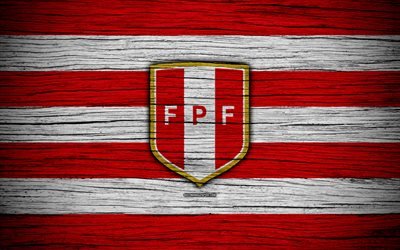 4k, Peru landslaget, logotyp, Nordamerika, fotboll, tr&#228;-struktur, Peru, emblem, South American national team, Peruansk fotboll