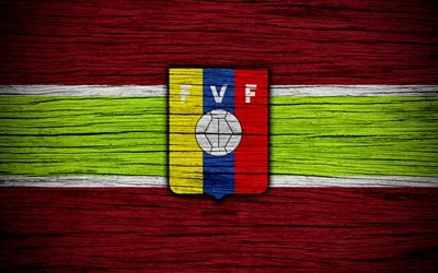 4k, Venezuela, squadra nazionale di calcio, logo, America del Nord, di calcio, di legno, texture, il calcio, il Venezuela, l&#39;emblema, Sud Americana, squadra nazionale, squadra di calcio Bolivar