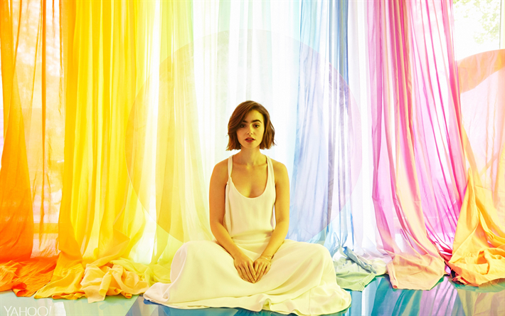 4k, Lily Collins, 2018, movie stars, Hollywood, amertican actress, photoshoot, beauty