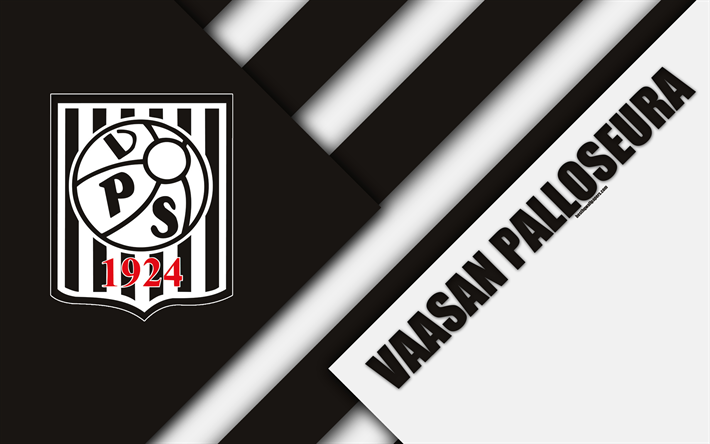 VPS FC, Vaasan Palloseura, 4k, le logo, la conception de mat&#233;riaux, blanc noir abstraction, finlandais, club de football, Veikkausliiga, de football, de Vaasa, Finlande