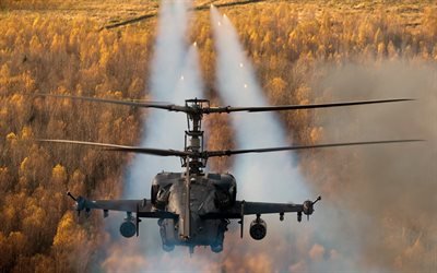 Ka-52 Alligator, Basura B, ruso helic&#243;ptero de ataque, lanzamiento de misiles, cohetes rusos de la Fuerza A&#233;rea, helic&#243;pteros militares