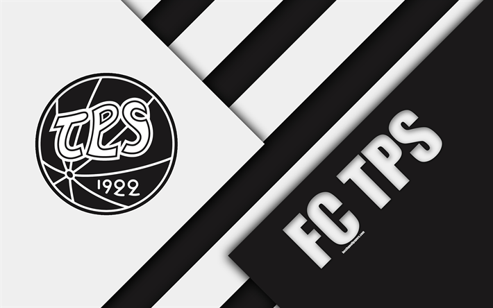 FC TPS, 4k, ロゴ, 材料設計, 白黒抽象化, フィンランドのサッカークラブ, Veikkausliiga, サッカー, トゥルク, フィンランド