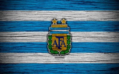 4k, Argentina i fotboll, logotyp, Nordamerika, fotboll, tr&#228;-struktur, Argentina, emblem, South American national team, Argentinsk fotboll