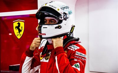 Sebastian Vettel, garage, HDR, Scuderia Ferrari, Formel 1, F1, Ferrari 2018, Ferrari