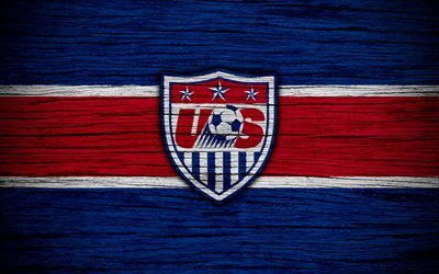 4k, 米国サッカーチーム, ロゴ, 北米, サッカー, 木肌, 米国, エンブレム, 南アメリカ国のチーム