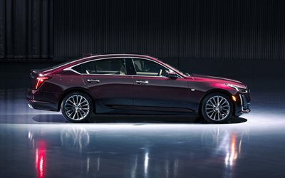 2020, Cadillac CT5, Premium Luxo, vista lateral, sedan de luxo, exterior, novo borgonha CT5, os carros americanos, Cadillac