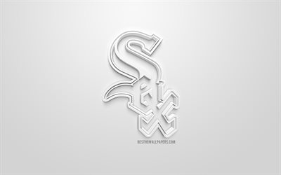 Chicago White Sox, Amerikkalainen baseball club, luova 3D logo, valkoinen tausta, 3d-tunnus, MLB, Chicago, Illinois, USA, Major League Baseball, 3d art, baseball, 3d logo