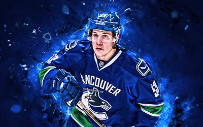 Bo Horvat, giocatori di hockey, Vancouver Canucks, NHL, hockey stelle, Bowie William Horvat, hockey, luci al neon, USA