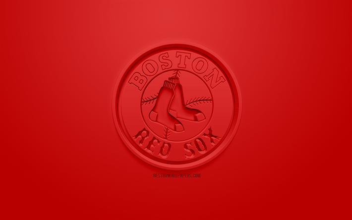 Boston Red Sox, Amerikan beyzbol kul&#252;b&#252;, yaratıcı 3D logo, kırmızı bir arka plan, 3d amblem, HABERLER, Boston, Massachusetts, ABD, Major League Baseball, 3 boyutlu sanat, beyzbol, 3d logo