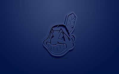 Cleveland Indians, Amerikkalainen baseball club, luova 3D logo, sininen tausta, 3d-tunnus, MLB, Cleveland, Ohio, USA, Major League Baseball, 3d art, baseball, 3d logo