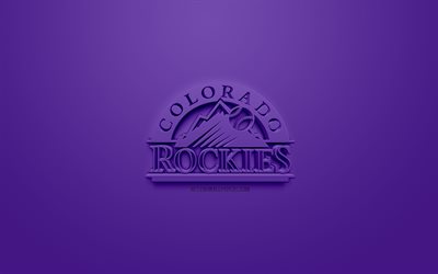 Colorado Rockies, Amerikan beyzbol kul&#252;b&#252;, yaratıcı 3D logo, mor arka plan, 3d amblem, HABERLER, Denver, Colorado, AMERİKA Birleşik Devletleri, Major League Baseball, 3 boyutlu sanat, beyzbol, 3d logo