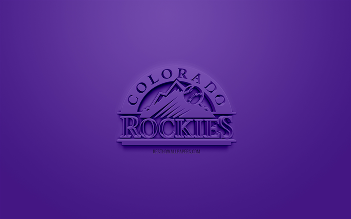 colorado rockies, american baseball club, creative 3d-logo, lila hintergrund, 3d-emblem, mlb, denver, colorado, usa, major league baseball, 3d-kunst, baseball, 3d-logo