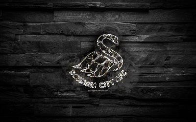 Swansea City FC, black wooden background, England, burning logo, Championship, english football club, grunge, Swansea City logo, football, soccer, wooden texture
