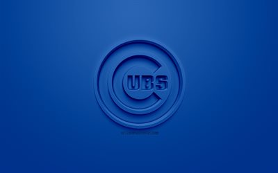 Chicago Cubs, Amerikansk baseball club, kreativa 3D-logotyp, bl&#229; bakgrund, 3d-emblem, MLB, Chicago, Illinois, USA, Major League Baseball, 3d-konst, baseball, 3d-logotyp