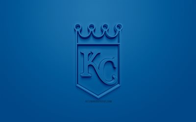 Kansas City Royals, Amerikkalainen baseball club, luova 3D logo, sininen tausta, 3d-tunnus, MLB, Kansas City, Missouri, USA, Major League Baseball, 3d art, baseball, 3d logo