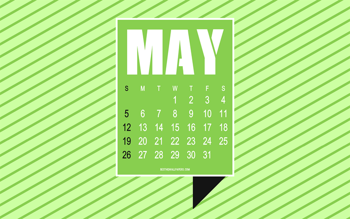 2019 Mai Calendrier, abstrait, fond vert, en 2019, les concepts, le calendrier pour le mois de Mai 2019, art, fond vert avec des lignes, Peut, calendriers