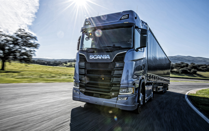 Scania S730, 2019, novo caminh&#227;o, entrega de conceitos, carga transporte, novo azul S730, Scania