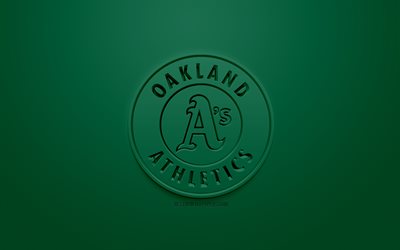 Oakland Athletics, Americana de beisebol clube, criativo logo 3D, fundo verde, 3d emblema, MLB, Oakland, Calif&#243;rnia, EUA, Major League Baseball, Arte 3d, beisebol, Logo em 3d