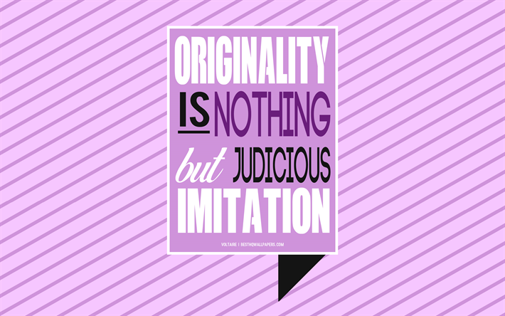 Originality is nothing but judicious imitation, Voltaire Quotes, pink creative background, quotes about originality, popular quotes, inspiration, motivation