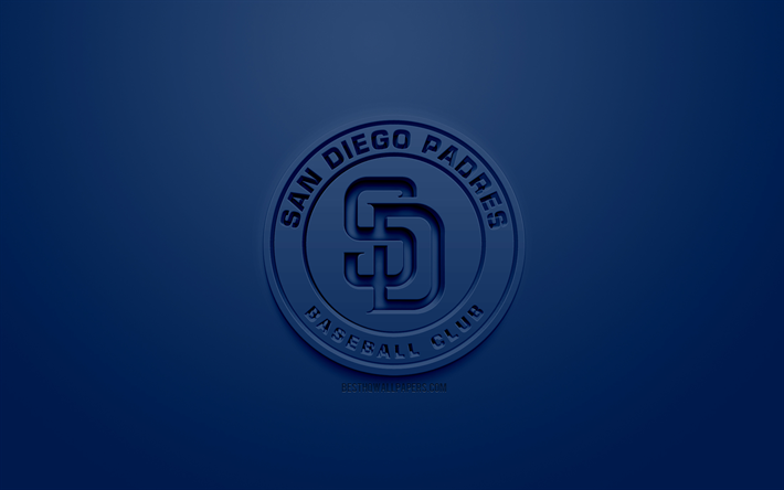 San Diego Padres, American club di baseball, creativo logo 3D, sfondo blu, emblema 3d, MLB, San Diego, California, USA, Major League di Baseball, 3d arte, il baseball, il logo 3d
