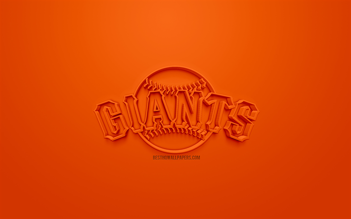 San Francisco Giants, Amerikkalainen baseball club, luova 3D logo, oranssi tausta, 3d-tunnus, MLB, San Francisco, California, USA, Major League Baseball, 3d art, baseball, 3d logo