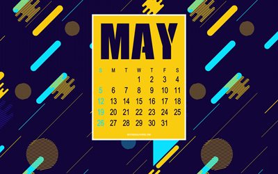الإبداعية الأرجواني قد 2019 التقويم, مجردة خلفية الأرجواني, قد 2019 التقويم, الفن, 2019 المفاهيم, التقويم لشهر مايو, التقويمات