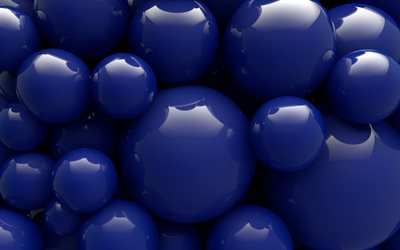 Azul 3D bolas, criativo textura 3D com bolas, Arte 3D, azul criativo fundo
