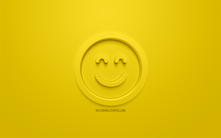 Hymyilev&#228;t kasvot 3d-kuvake, Hymyilev&#228; hymi&#246; neli&#246;n kasvot, tunteita k&#228;sitteit&#228;, hymy 3d kuvakkeet, onnellinen ilme, 3d Hymi&#246;, nostaa mielialaa, 3d hymyilee, keltainen tausta, luova 3d art, tunteita 3d kuvakkeet, square 