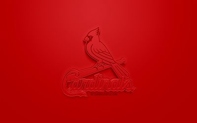 St Louis Cardinals, American club de b&#233;isbol 3D de creative logo, fondo rojo, emblema 3d, MLB, St Louis, Misuri, estados UNIDOS, la Major League Baseball, arte 3d, el b&#233;isbol, el logo en 3d