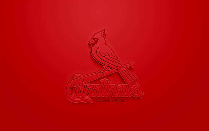 سانت لويس الكاردينالات, البيسبول الأميركي النادي, الإبداعية شعار 3D, خلفية حمراء, 3d شعار, MLB, سانت لويس, ميسوري, الولايات المتحدة الأمريكية, دوري البيسبول, الفن 3d, البيسبول, شعار 3d