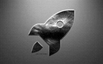 Startup concepts, metal rocket, business concepts, startup, gray creative background, rocket icon