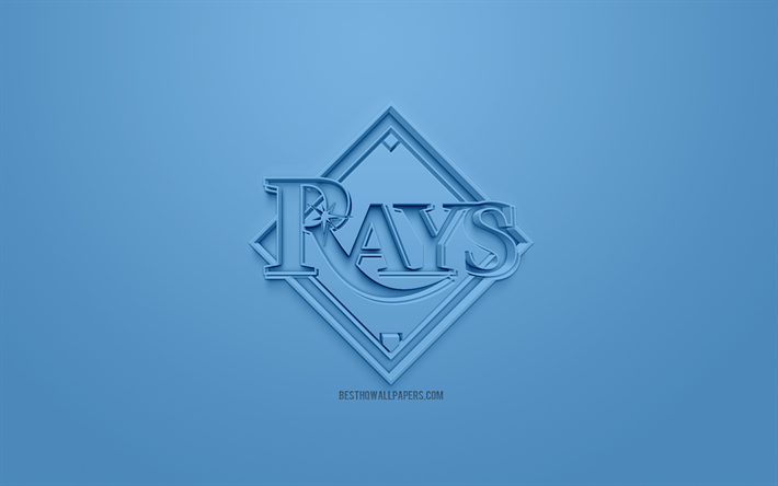 Tampa Bay Rays, American club di baseball, creativo logo 3D, sfondo blu, emblema 3d, MLB, St Petersburg, Florida, USA, Major League di Baseball, 3d arte, il baseball, il logo 3d